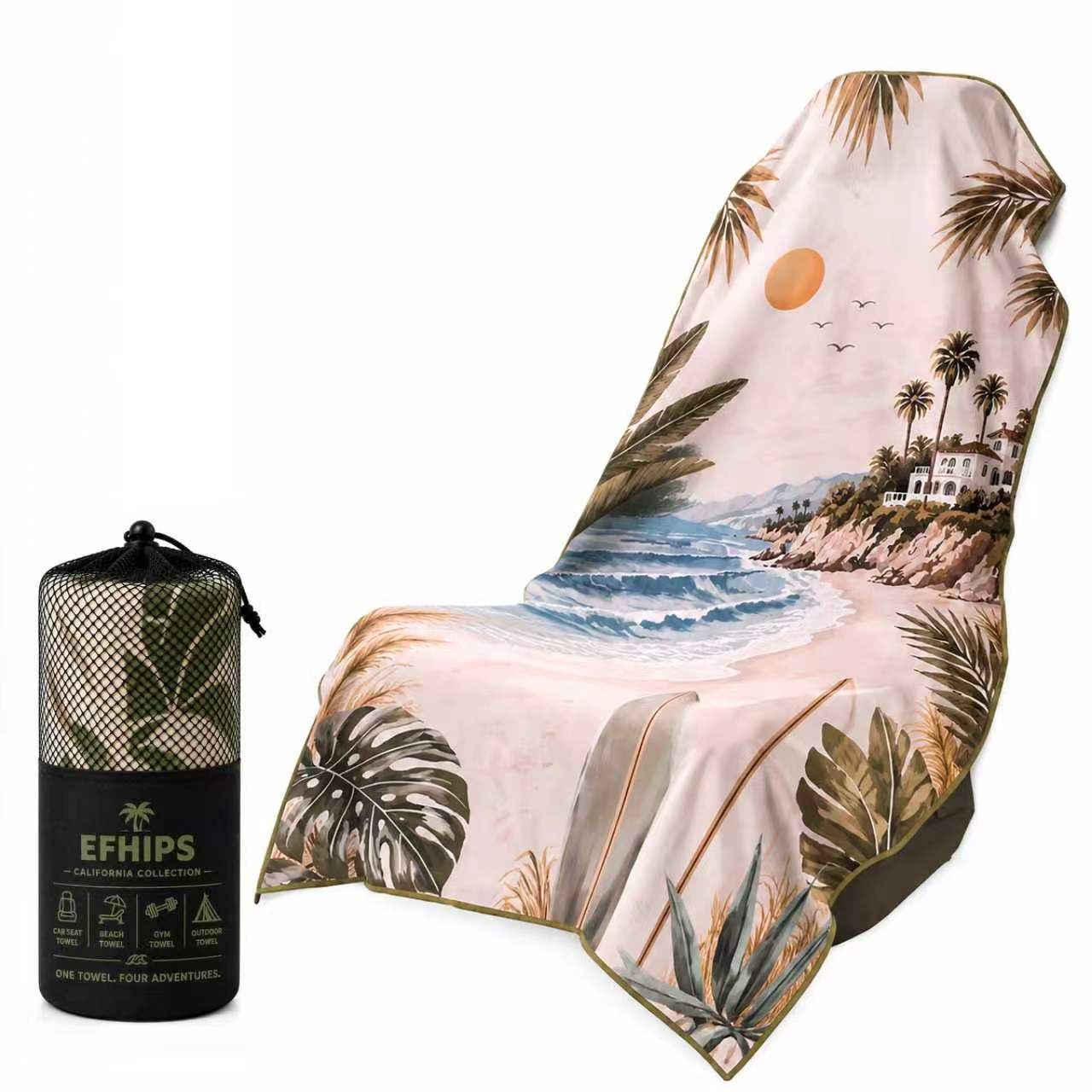 EFHIPS California Escape car seat towel cover with mesh carry bag