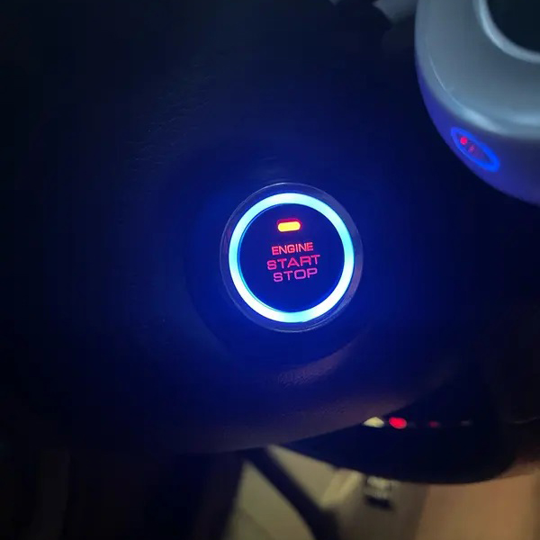 Installed push button start result glowing inside the vehicle dashboard
